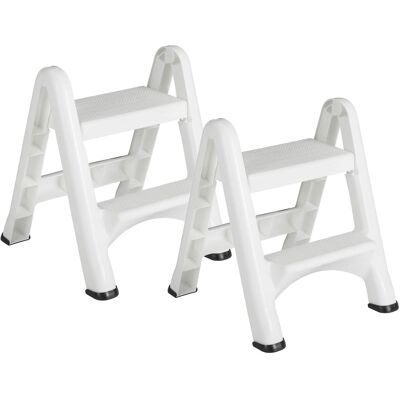 RubberMaid - EZ Two Step Durable Folding Plastic Ladder Step Stool, (2 Pack) - White RubberMaid - EZ Two Step Durable Folding Plastic Ladder Step Stool, (2 Pack) - White