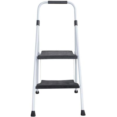 AmeriHome - Two Step Folding Utility Step Ladder - White, Black AmeriHome - Two Step Folding Utility Step Ladder - White, Black