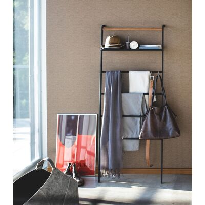 Yamazaki Home - Leaning Storage Ladder With Shelf (63" H) - Steel - Black Yamazaki Home - Leaning Storage Ladder With Shelf (63" H) - Steel - Black