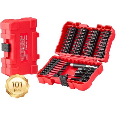 VEVOR - Screwdriver Bit Set, 101-Piece, Magnetic Phillips, Pozidriv, Slotted, Square, Torx, Hex Bits, Hex Nut Sockets - Red-black VEVOR - Screwdriver Bit Set, 101-Piece, Magnetic Phillips, Pozidriv, Slotted, Square, Torx, Hex Bits, Hex Nut Sockets - Red-black