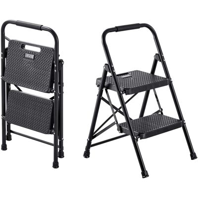 VEVOR - 2 Step Ladder, Folding Step Stool with Wide Anti-Slip Pedal and Comfort Handgrip, Lightweight 600 lbs Capacity - Black VEVOR - 2 Step Ladder, Folding Step Stool with Wide Anti-Slip Pedal and Comfort Handgrip, Lightweight 600 lbs Capacity - Black