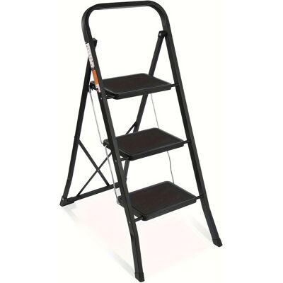 Brick Attic - 3 Step Ladder, Folding Step Stool withExtra Wide Anti-Slip Pedal,Sturdy Portable Ladder, 330lbs Capacity for Household - Black Brick Attic - 3 Step Ladder, Folding Step Stool withExtra Wide Anti-Slip Pedal,Sturdy Portable Ladder, 330lbs Capacity for Household - Black