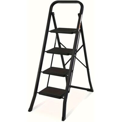 Brick Attic - 4 Step Ladder, Folding Step Stool withExtra Wide Anti-Slip Pedal,Sturdy Portable Ladder, 330lbs Capacity for Household - Black Brick Attic - 4 Step Ladder, Folding Step Stool withExtra Wide Anti-Slip Pedal,Sturdy Portable Ladder, 330lbs Capacity for Household - Black