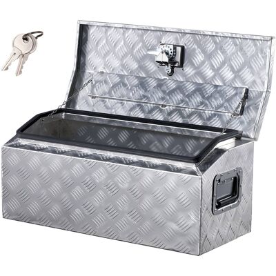 VEVOR - Heavy Duty Aluminum Truck Bed Tool Box, Stripes Plated Tool Box with Side Handle and T-Lock Keys, 30"x13"x13" - Silver VEVOR - Heavy Duty Aluminum Truck Bed Tool Box, Stripes Plated Tool Box with Side Handle and T-Lock Keys, 30"x13"x13" - Silver