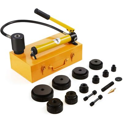 VEVOR - Hydraulic Knockout Punch Kit, 15 Ton 1/2" to 4" Conduit Hole Cutter Set, KO Tool Kits with Puncher 10 Piece - Yellow VEVOR - Hydraulic Knockout Punch Kit, 15 Ton 1/2" to 4" Conduit Hole Cutter Set, KO Tool Kits with Puncher 10 Piece - Yellow