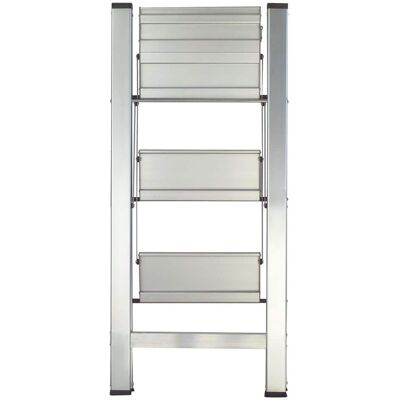 AmeriHome - Ultra Slim Aluminum Three Step Folding Utility Step Ladder - Silver AmeriHome - Ultra Slim Aluminum Three Step Folding Utility Step Ladder - Silver
