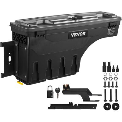 VEVOR - Truck Bed Storage Box, Lockable with Password Padlock, 6.6 Gal/25 L ABS Wheel Well Tool Box - Black VEVOR - Truck Bed Storage Box, Lockable with Password Padlock, 6.6 Gal/25 L ABS Wheel Well Tool Box - Black