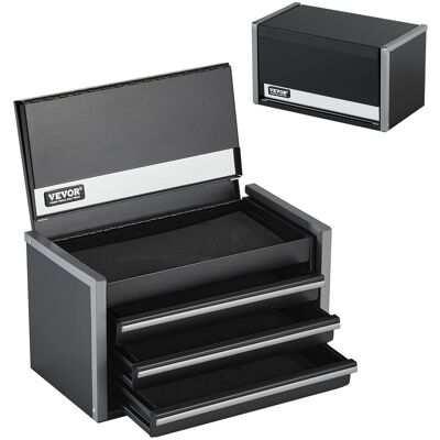VEVOR - Metal Tool Box, 8.6-inch, Portable Metal Tool Box with 3 Drawers, Small Tool Chest with EVA Liners and PP Feet Pads - Black VEVOR - Metal Tool Box, 8.6-inch, Portable Metal Tool Box with 3 Drawers, Small Tool Chest with EVA Liners and PP Feet Pads - Black