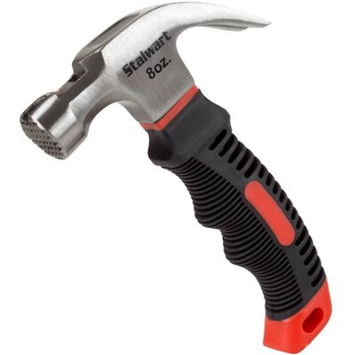 Stalwart - Claw Hammer with Magnetic Nail Starter 8oz Small Hammer with Fiberglass Handle Carbon Steel Stubby Mini Mallet - Red Stalwart - Claw Hammer with Magnetic Nail Starter 8oz Small Hammer with Fiberglass Handle Carbon Steel Stubby Mini Mallet - Red