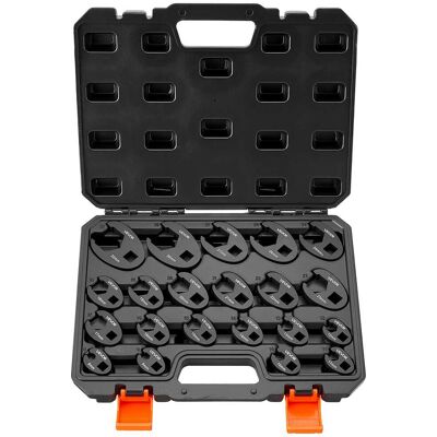 VEVOR - Crowfoot Wrench Set, 1/2" and 3/8" Drive, 21-Piece Metric Dual-Drive Flare Nut Crows Foot Wrenches, with Storage Case - Black VEVOR - Crowfoot Wrench Set, 1/2" and 3/8" Drive, 21-Piece Metric Dual-Drive Flare Nut Crows Foot Wrenches, with Storage Case - Black
