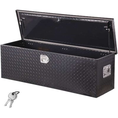 VEVOR - Heavy Duty Aluminum Truck Bed Tool Box, Diamond Plate Tool Box with Side Handle and Lock Keys, 49"x15"x15" - Black VEVOR - Heavy Duty Aluminum Truck Bed Tool Box, Diamond Plate Tool Box with Side Handle and Lock Keys, 49"x15"x15" - Black