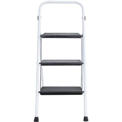 AmeriHome - Three Step Folding Utility Step Ladder - White, Black AmeriHome - Three Step Folding Utility Step Ladder - White, Black