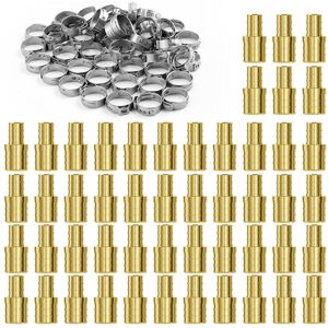 VEVOR - Pipe Fittings, 1/2"-3/4" 50PCS Brass Pipe Fittings, Clamp-style 1/2 NPT Internal Thread Pipe Connector Brass Air - Brass color VEVOR - Pipe Fittings, 1/2"-3/4" 50PCS Brass Pipe Fittings, Clamp-style 1/2 NPT Internal Thread Pipe Connector Brass Air - Brass color