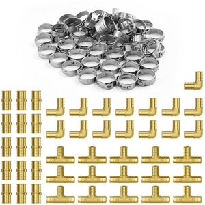 VEVOR - Pipe Fittings, 3/4" 45PCS (15xStraight, 15xElbows, 15xTees) Brass Pipe Fittings, Push-Fit Pipe Connector Brass Air - Brass color VEVOR - Pipe Fittings, 3/4" 45PCS (15xStraight, 15xElbows, 15xTees) Brass Pipe Fittings, Push-Fit Pipe Connector Brass Air - Brass color