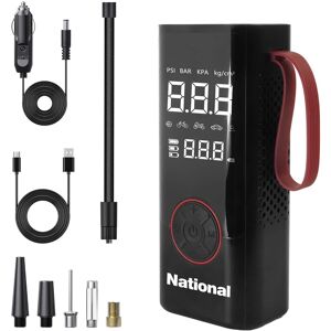 National - NA-700PAC Road Force 150 PSI Portable Air Compressor, 6000 mAh Power Bank, Digital Display, Light, Valve Adapters - Black National - NA-700PAC Road Force 150 PSI Portable Air Compressor, 6000 mAh Power Bank, Digital Display, Light, Valve Adapters - Black