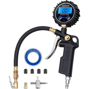 AstroAI - Digital Tire Pressure Gauge with Inflator 3 to 250 PSI Air Chuck and Compressor Accessories with Quick Connect Coupler - Black AstroAI - Digital Tire Pressure Gauge with Inflator 3 to 250 PSI Air Chuck and Compressor Accessories with Quick Connect Coupler - Black