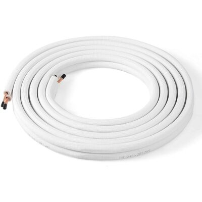 Costway - 25 FT Air Conditioning Copper Tubing Hose Extension for Mini Split AC Includes 1/4 inch & 3/8 inch O.D. pipes - White Costway - 25 FT Air Conditioning Copper Tubing Hose Extension for Mini Split AC Includes 1/4 inch & 3/8 inch O.D. pipes - White