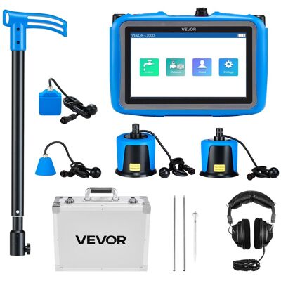 VEVOR - Pipe Water Leak Detector with 4 Sensors, 1Hz-10000Hz, 7" Touchscreen Underground Plumbing Leakage Detection Locator - Blue VEVOR - Pipe Water Leak Detector with 4 Sensors, 1Hz-10000Hz, 7" Touchscreen Underground Plumbing Leakage Detection Locator - Blue
