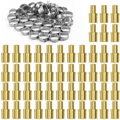 VEVOR - Pipe Fittings, 1/2"-3/4" 50PCS Brass Pipe Fittings, Clamp-style 1/2 NPT Internal Thread Pipe Connector Brass Air - Brass color VEVOR - Pipe Fittings, 1/2"-3/4" 50PCS Brass Pipe Fittings, Clamp-style 1/2 NPT Internal Thread Pipe Connector Brass Air - Brass color