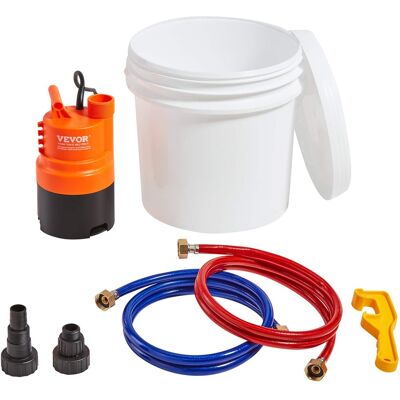 VEVOR - Tankless Water Heater Flushing Kit, Includes Efficient Pump & 3.7 Gallon Pail & 2 Hoses, Wrench and Adapter - Orange VEVOR - Tankless Water Heater Flushing Kit, Includes Efficient Pump & 3.7 Gallon Pail & 2 Hoses, Wrench and Adapter - Orange