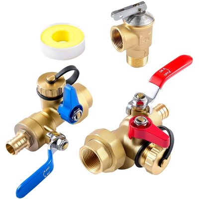 VEVOR - Water Heater Kit, 3/4 Inch Tankless Water Heater Service Valve Kit with 2PCS 3/4″ NPT to 3/4″ PEX-B Isolation Valves - Copper VEVOR - Water Heater Kit, 3/4 Inch Tankless Water Heater Service Valve Kit with 2PCS 3/4″ NPT to 3/4″ PEX-B Isolation Valves - Copper