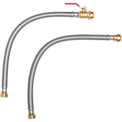 VEVOR - Water Heater Kit, Push-Fit Valve Flexible Water Heater Connector with 3/4" FIP x 3/4" PTC Ball Valve - Silver VEVOR - Water Heater Kit, Push-Fit Valve Flexible Water Heater Connector with 3/4" FIP x 3/4" PTC Ball Valve - Silver