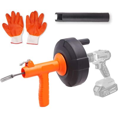 VEVOR - Drain Auger 25Ft, Plumbing Snake Auto Feed, Plumbers Snake with Drill Attachment, Pipe Snake Drain Clog Remover - Orange VEVOR - Drain Auger 25Ft, Plumbing Snake Auto Feed, Plumbers Snake with Drill Attachment, Pipe Snake Drain Clog Remover - Orange