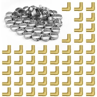 VEVOR - Pipe Fittings, 3/4" 50PCS Brass Pipe Fittings, Clamp-style Elbows Pipe Connector Brass Air Fittings - Brass color VEVOR - Pipe Fittings, 3/4" 50PCS Brass Pipe Fittings, Clamp-style Elbows Pipe Connector Brass Air Fittings - Brass color