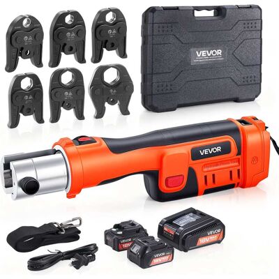 VEVOR - 18V Electric Pipe Crimping Tool for 1/2", 3/4", 1", 1 -1/4", 1 -1/2", 2" Copper Pipes - Orange + Black VEVOR - 18V Electric Pipe Crimping Tool for 1/2", 3/4", 1", 1 -1/4", 1 -1/2", 2" Copper Pipes - Orange + Black