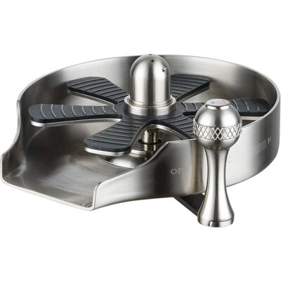 Boyel Living 5 in. Stainless Steel Glass Rinser with Hot and Cold Water Supply Hoses and T-shaped 3 way Connectors Boyel Living 5 in. Stainless Steel Glass Rinser with Hot and Cold Water Supply Hoses and T-shaped 3 way Connectors