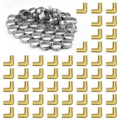 VEVOR - Pipe Fittings, 1/2" 50PCS Brass Pipe Fittings, Clamp-style Elbows Pipe Connector Brass Air Fittings - Brass color VEVOR - Pipe Fittings, 1/2" 50PCS Brass Pipe Fittings, Clamp-style Elbows Pipe Connector Brass Air Fittings - Brass color