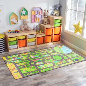 Sorbus - Car Mat - City Road Washable Rug for Kids, Car Carpet, Floor Play Mats, Easy to Clean Washable Rug - Green Large Sorbus - Car Mat - City Road Washable Rug for Kids, Car Carpet, Floor Play Mats, Easy to Clean Washable Rug - Green Large