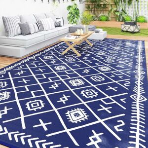 Outsunny - Reversible Outdoor Rug, 9' x 18' Waterproof Plastic Straw Floor Mat, Portable RV Camping Carpet, Large Floor Mat - Blue and White Rhombus Outsunny - Reversible Outdoor Rug, 9' x 18' Waterproof Plastic Straw Floor Mat, Portable RV Camping Carpet, Large Floor Mat - Blue and White Rhombus