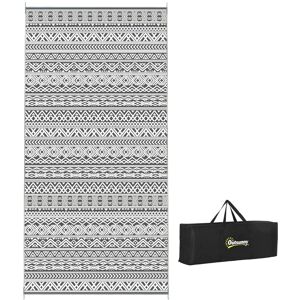 Outsunny - Reversible Outdoor Rug Carpet RV Camping Rugs with Carry Bag, 9' x 18' - Gray and Cream White Boho Outsunny - Reversible Outdoor Rug Carpet RV Camping Rugs with Carry Bag, 9' x 18' - Gray and Cream White Boho