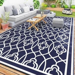 Outsunny - Outdoor Rug for Patio, 9' x 18' Waterproof Large Mat, Reversible Plastic Straw Rug for Décor - Blue and White Lantern Outsunny - Outdoor Rug for Patio, 9' x 18' Waterproof Large Mat, Reversible Plastic Straw Rug for Décor - Blue and White Lantern