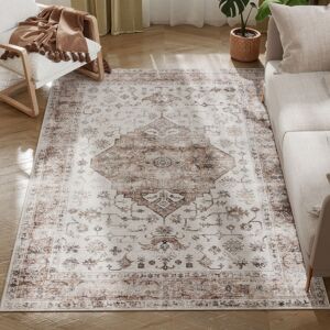 Homcom - 4x6 Rug: Vintage Mach-Wash Non-Slip Distress Indoor Carpet, Living Room Area - Tan Homcom - 4x6 Rug: Vintage Mach-Wash Non-Slip Distress Indoor Carpet, Living Room Area - Tan