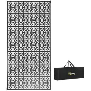 Outsunny - Outdoor Rug for Patio, 9' x 18' Waterproof Large Mat, Reversible Plastic Straw Rug for Décor - Black and White Chain Outsunny - Outdoor Rug for Patio, 9' x 18' Waterproof Large Mat, Reversible Plastic Straw Rug for Décor - Black and White Chain