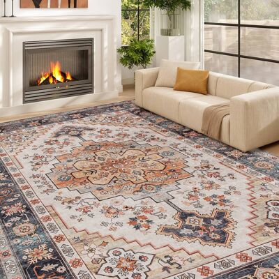 Homcom - Rug 4x6, Machine Washable Rug, Non-Slip Boho Print Pattern Medallion Carpet for Living Room, Bedroom - Tawny brown Homcom - Rug 4x6, Machine Washable Rug, Non-Slip Boho Print Pattern Medallion Carpet for Living Room, Bedroom - Tawny brown