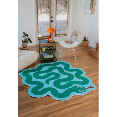 Lanyspace - 6'x6' Area Rug, Washable Rugs, Non-Slip and Tear-Resistant Soft Carpet, Spiral Snake Design Rug (Green) - Multicolor Lanyspace - 6'x6' Area Rug, Washable Rugs, Non-Slip and Tear-Resistant Soft Carpet, Spiral Snake Design Rug (Green) - Multicolor
