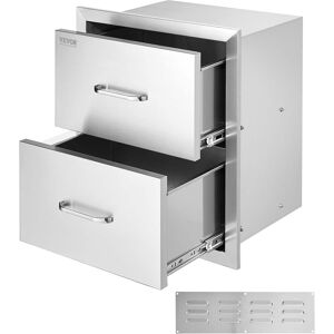 VEVOR - Outdoor Kitchen Drawers 18W x 20.6H x 12.7D Inch, Flush Mount Double BBQ Drawers Stainless Steel with Handle - Silver VEVOR - Outdoor Kitchen Drawers 18W x 20.6H x 12.7D Inch, Flush Mount Double BBQ Drawers Stainless Steel with Handle - Silver