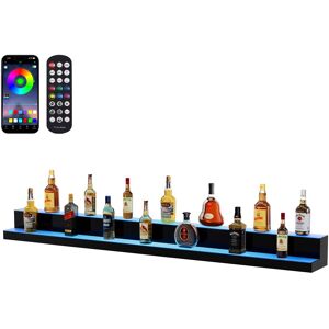 VEVOR - LED Lighted Liquor Bottle Display, 2 Tiers 72 Inch Commercial Illuminated Home Bar Shelf, 2 Steps Whiskey Rack Stand - White/Black VEVOR - LED Lighted Liquor Bottle Display, 2 Tiers 72 Inch Commercial Illuminated Home Bar Shelf, 2 Steps Whiskey Rack Stand - White/Black