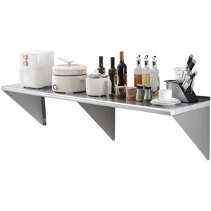 VEVOR - 18" x 72" Stainless Steel Shelf, Wall Mounted Floating Shelving with Brackets, 500 lbs Load Capacity Commercial Shelves - Silver VEVOR - 18" x 72" Stainless Steel Shelf, Wall Mounted Floating Shelving with Brackets, 500 lbs Load Capacity Commercial Shelves - Silver