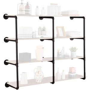 VEVOR - Industrial Pipe Shelf, 4 Tier 3PCS, 11.8in Applicable Board Width Wall-Mount Floating Rustic Wood Shelves Bracket - Black VEVOR - Industrial Pipe Shelf, 4 Tier 3PCS, 11.8in Applicable Board Width Wall-Mount Floating Rustic Wood Shelves Bracket - Black