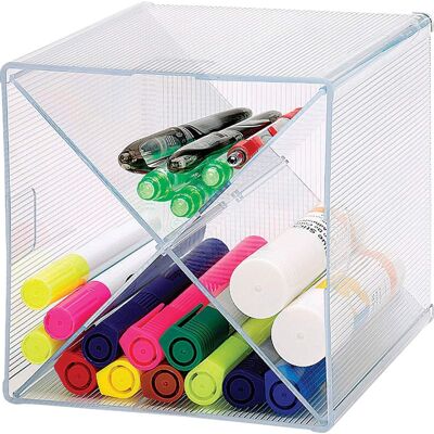 Business Source - X Cube Storage Organizer 4 Compartment 6" x 6" x 6" Desktop Adjustable Divider - Clear Business Source - X Cube Storage Organizer 4 Compartment 6" x 6" x 6" Desktop Adjustable Divider - Clear