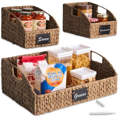 Best Choice Products - Water Hyacinth Pantry Storage Baskets, Wicker Baskets w/ Built-in Handles - Chestnut Best Choice Products - Water Hyacinth Pantry Storage Baskets, Wicker Baskets w/ Built-in Handles - Chestnut