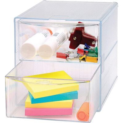 Business Source - 2 drawer Storage Organizer 2 Drawer 6" x 6" x 6" Desktop - Clear Business Source - 2 drawer Storage Organizer 2 Drawer 6" x 6" x 6" Desktop - Clear
