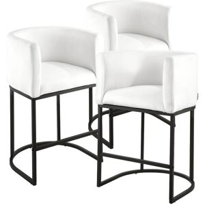 VEVOR - Set of 3 Counter Height Bar Stools, 25-inch Chairs with Backrest, Armrests, Metal Frame, and Footrest - White VEVOR - Set of 3 Counter Height Bar Stools, 25-inch Chairs with Backrest, Armrests, Metal Frame, and Footrest - White