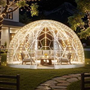 VEVOR - Outdoor clear bubble tent, 12 x 7.2 ft Outdoor Clear Bubble Tent for 4-7 Person, Weatherproof Geodesic Dome Greenhouse - White + Transparent VEVOR - Outdoor clear bubble tent, 12 x 7.2 ft Outdoor Clear Bubble Tent for 4-7 Person, Weatherproof Geodesic Dome Greenhouse - White + Transparent