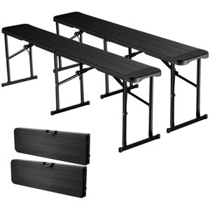 VEVOR - Plastic Folding Bench, 6 ft Portable Bench for Outdoor Picnic Party Camping Dining, Foldable Smooth HDPE Seat - Black Wood Grain VEVOR - Plastic Folding Bench, 6 ft Portable Bench for Outdoor Picnic Party Camping Dining, Foldable Smooth HDPE Seat - Black Wood Grain