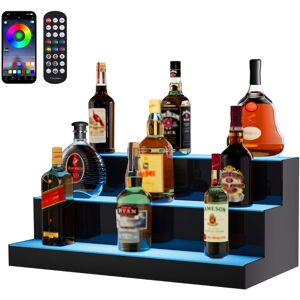 VEVOR - LED Lighted Liquor Bottle Display, 3 Tiers 24 Inch Commercial Illuminated Home Bar Shelf - Transparent VEVOR - LED Lighted Liquor Bottle Display, 3 Tiers 24 Inch Commercial Illuminated Home Bar Shelf - Transparent